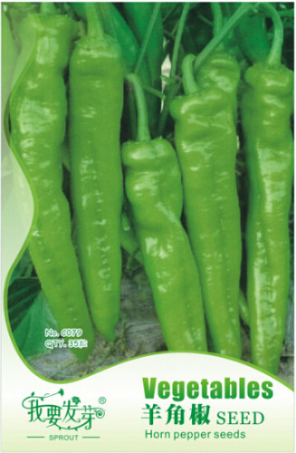 Anhui Green Long Sweet Cow-horn Pepper F1 Seeds, Original Pack, 35 Seeds / Pack, Edible Tasty Vegetables E3104