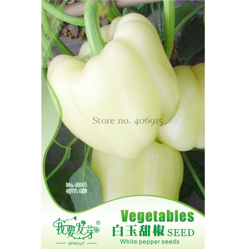 Sweet White Bell Pepper Seeds, Original Pack, 8 Seeds / Pack, Heirloom Non-GMO Tasty Vegetables #IWSC004
