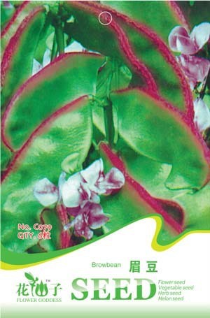 1 Original Pack, 6 seeds / pack, Rare Green  Purple Long Hyacinth Bean Seeds Very Delicious High Yield #C079