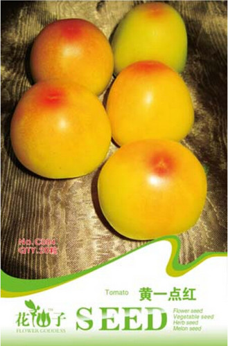 Rare Middle Dark Yellow Tomato with Red Top Organic Seeds, Original Pack, 20 Seeds / Pack, Great Tasty Juicy Vegetables C084