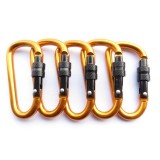 D-type Colorful Carabiner with Lock Outdoor Aluminum Alloy Hooks Camping Hiking Screw Lock Hooks
