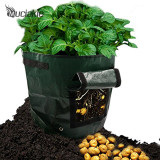 MUCIAKIE 1 Piece 7 Gallon Potato Grow Bags PE Garden Plant Bag w/ Access Flap Vegetables Planting Bags for Home Garden