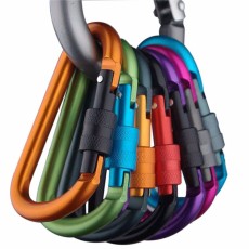 D-type Colorful Carabiner with Lock Outdoor Aluminum Alloy Hooks Camping Hiking Screw Lock Hooks