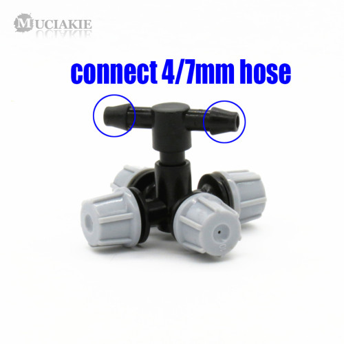 MUCIAKIE 1PC Garden Misting Cross Sprinkler Nozzle with 4/7mm Tee Good Quality for Flower Tree Irrigation Spray 5 orders