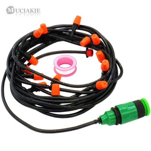MUCIAKIE 8 Meters Garden Water Misting Irrigation System Set Good Quality 4/7mm Hose Orange Nozzle Tee 1/2'' 3/4'' Connectors