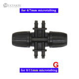 MUCIAKIE 1PC 3/8'' (8/11mm) Lock Nut Garden Water Connector to 4/7mm Barb Equal Elbow Tee Cross Connector Adapter Fitting