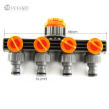 MUCIAKIE 1'' to 3/4'' to 1/2'' Female Thread 4 Way Hose Splitters for Automatic Watering Pipe Linker Timer Garden Irrigation