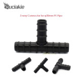 MUCIAKIE PE Pipe Connectors Garden Watering Fittings 90 Degrees Elbow 3-way Plastic Connectors for Gardening Pipe Irrigation
