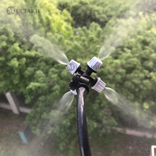 MUCIAKIE 10 Meters Garden Water Cross Misting Irrigation System Set 4/7mm PVC Hose Tape Conector Cross Mist Nozzle Spray Tee