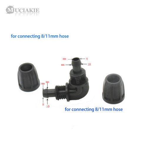 MUCIAKIE 50PCS 3/8'' (8/11mm) Lock Nut Equal Elbow Garden Water Connector 90 Degree Equal Fixed Hose Greenhouse Watering Fitting