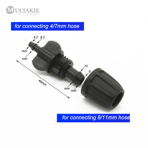MUCIAKIE 50PCS 8/11mm to 4/7mm Garden Water Connector with Lock Hose Pipe Garden Irrigation Barbed Coupling Adapter Drip Fitting