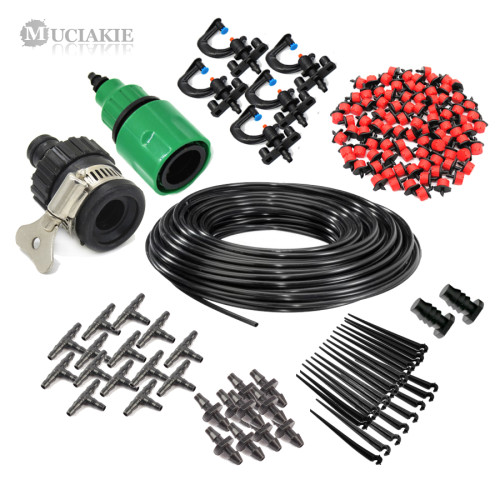 MUCIAKIE 1 SET Garden Hose Irrigation System 20m Water Hose Plant Watering Irrigation Kits Dripper Head Connectors Sprinklers