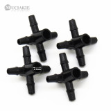 MUCIAKIE 100PCS 4-Branches Barbed Connectors for 3/5mm Hose Coulping Adaptors Flat End Inner Dia 4.1mm Irrigation Fittings
