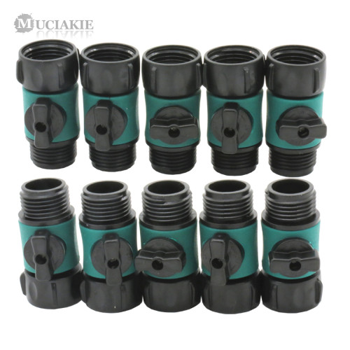 MUCIAKIE 10PCS 3/4'' Male to 3/4'' Female Thread Garden Water Connector with Valve for Tap Faucet Pipe Tubing Adapter