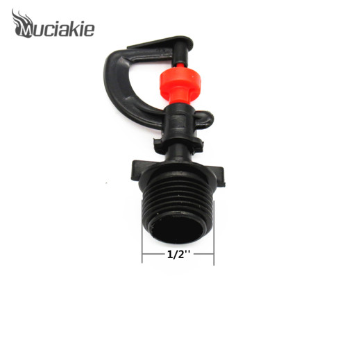 MUCIAKIE 10pcs Rotary G Type Micro Nozzle Sprinkler with 1/2'' Male Thread to 7mm Connector Greenhouse Lawn Irrigation system