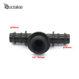 MUCIAKIE 1 Piece 1/2'' (3/4'') Thread to 16mm (20mm) PE Watering Pipe Barbed Tee Connetors Micro Irrigation Fittings
