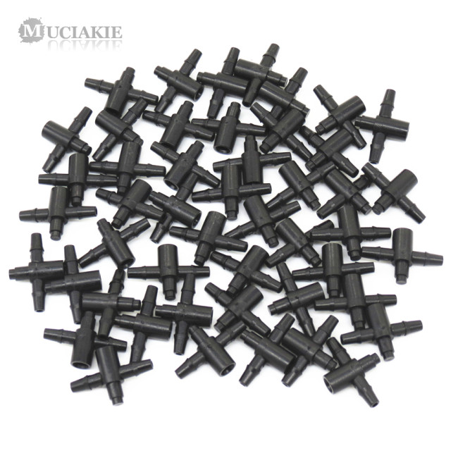 MUCIAKIE 100PCS 2-Branches Barbed Adaptors for 3/5mm PVC Hose Coulping Connectors Flat End Inner Dia 4.1mm Irrigation Fittings