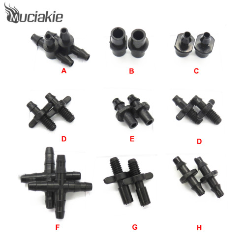 MUCIAKIE 20pcs Garden Watering Connectors 3-way 4-way Shunt Connector Inner Cone Barbs Male Thread Barbed Fittings