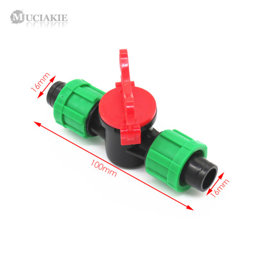 MUCIAKIE 1PC DN16 Switch Valve Equal Coupling Connector w/ Double Locks for Connect Drip Tape Adaptor Garden Irrigation Fitting