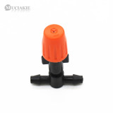 MUCIAKIE 5PCS Adjustable Mist Sprinkler Orange Nozzle with 4/7mm Tee Connector Watering Misting Nozzle for Micro Drip Irrigation