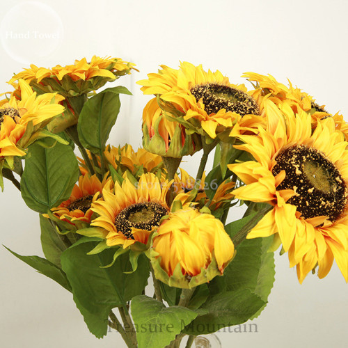 A Bunch of Triple-headed Sunflower Bouquet Artifical Flowers for wedding decoration home