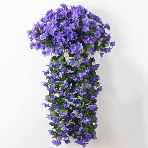 2pcs/set Violet Artificial Flowers Simulation Wall Hanging Plants Silk Garland Vine for Wedding Home Decoration
