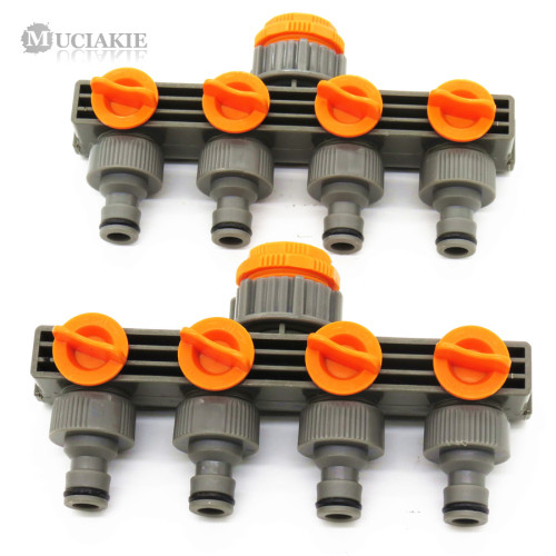 MUCIAKIE 1PC Hose Splitter Inlet 1/2'' 3/4'' 1'' Female Threaded to 4-way 16mm Quick Connectors Garden Tap Hose Pipe Adapter