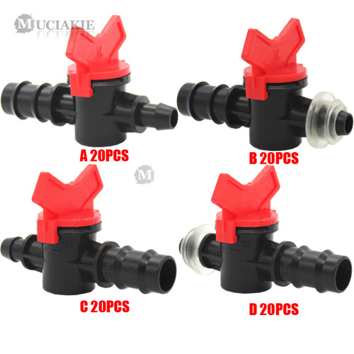 MUCIAKIE 20PCS 5/8'' (16mm) or 3/4''(20mm) Barbed Water Shut Off Switch Valve for Garden Micro Irrigation Connectors