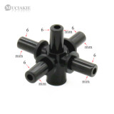 MUCIAKIE 5PCS 6mm 6-Way Coupling Connector to Connect Misting Sprinkler Garden Water Irrigation Fitting Adaptor Garden Tool