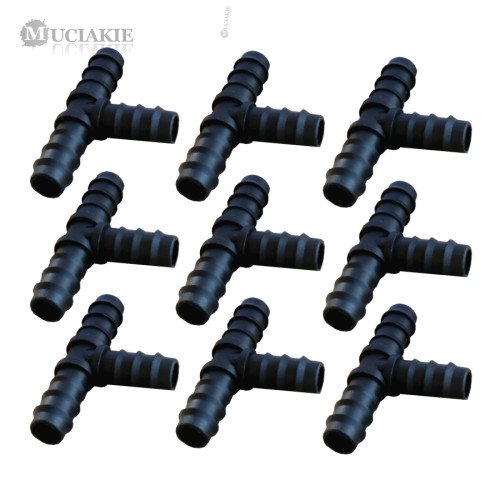MUCIAKIE 100PCS DN16 Barbed PE Water Pipe Tee Connector Garden Irrigation Coupling Adaptor Hose Water Pipe Joint Watering Parts