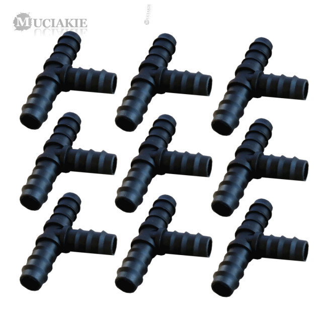 MUCIAKIE 100PCS DN16 Barbed PE Water Pipe Tee Connector Garden Irrigation Coupling Adaptor Hose Water Pipe Joint Watering Parts