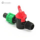 MUCIAKIE 1PC 5/8'' Loc Drip Tape Connector x 1/2'' Male with Red Handle Shut-off Valve Garden Drip Irrigation Fitting Adaptor