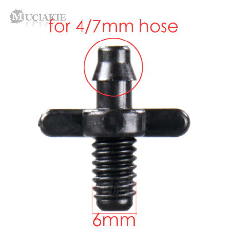 MUCIAKIE 50PCS 6mm Threaded Connector Anther End for 4/7 mm Hose Dripper 1/4'' Irrigation Adapter Barbed Joint Barb Fitting