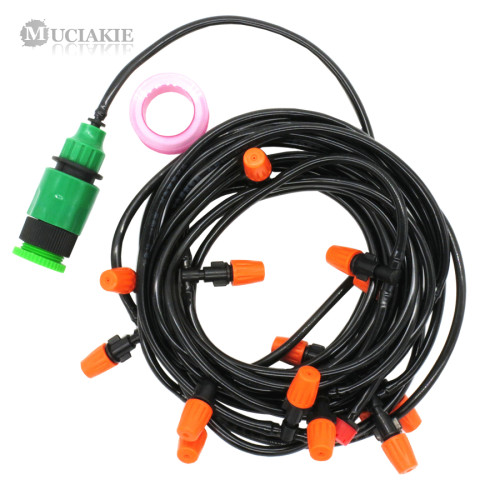 MUCIAKIE 10 Meters Garden Watering Misting Irrigation System Automatic Garden Water Set Mist Nozzle with 4/7mm Tee Connector DIY