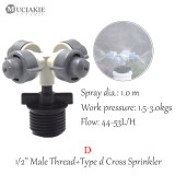 MUCIAKIE 1PC Fogger Cross Misting Sprinkler with 1/2'' Male Thread for Garden Greenhouse Irrigation Humidification Cooling Spray