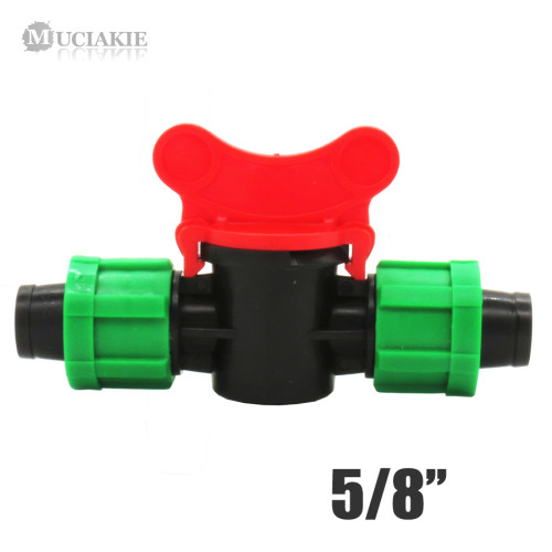 MUCIAKIE 1PC Garden Tap Irrigation Drip Tape 5/8'' Switch Valve Connector 16mm Equal Coupling Adapter 2-way Waterstop Valve