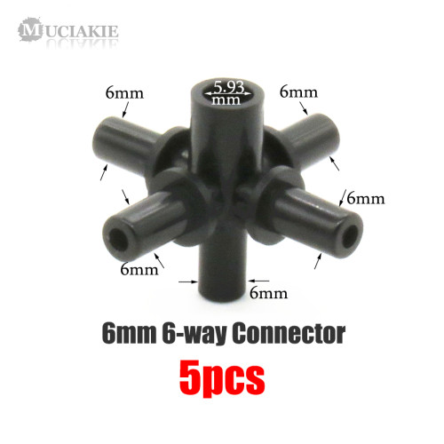 MUCIAKIE 5PCS 6mm 6-Way Coupling Connector to Connect Misting Sprinkler Garden Water Irrigation Fitting Adaptor Garden Tool