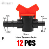 MUCIAKIE Drip Irrigation Tape Garden Water Connecters DN16 Equal Tee Elbow 1/2 3/4'' Female to 16 20 25mm Adaptor with Shut Off