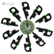 MUCIAKIE 10PCS D Type Micro Sprinkler 360 Degree Rotating Spray Nozzle with 1/4'' Barb Anti Drip Device Garden Micro Mist Nozzle