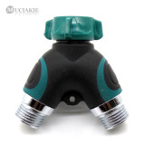 MUCIAKIE 1PC 3/4'' Tap Connector to Y Hose Splitter 2-Way 3/4'' Male Adaptor with Shut Off Garden Water Connecter Irrigation Fit