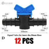 MUCIAKIE Drip Irrigation Tape Hose Tubing Garden Water Connectors 4 8 16 20 25mm Barb Adaptor 1/2'' to 16mm Lock with Shut Off