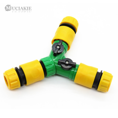 Us 7 49 Muciakie 1pc Garden Hose Connecter 1 2 3 Way Tubing Adaptor With Shut Off Garden Water Irrigation Splitter 16mm Tubing Fitting M Deargogo Com