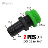 MUCIAKIE 2PCS DN16 DN20 Barb Connector to1/2'' Male Thread Convert to 3/4'' Male Adapter Hose Tubing Garden Irrigation Adaptors