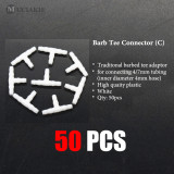 MUCIAKIE 3 Types 50PCS 4mm Barb Tee Connector Black White Garden Micro Drip Irrigation Water Coulping Tee Adaptor