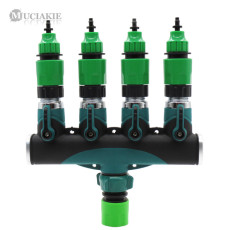 MUCIAKIE 1LOT 3/4 4-Way Splitter Connector with Valve 4/7 8/11mm Hose Connection US/EU Standard Thread Garden Water Agriculture