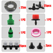 25M 1/4'' Garden Watering Irrigation Cooling Kits with 4/7mm Hose Misting Nozzle Spray Faucet Connector Watering Irrigation