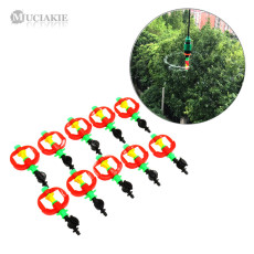 MUCIAKIE 100PCS Colorful Rotary Garden Sprinkler w/ 5mm Barb Anti Drip Device Irrigation Low Flow 360 Degree Micro Spray Nozzle