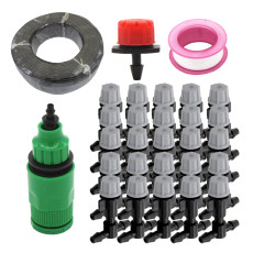 25M 1/4'' Garden Watering Irrigation Cooling Kits with 4/7mm Hose Misting Nozzle Spray Faucet Connector Watering Irrigation