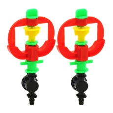 MUCIAKIE 2PCS New Garden Irrigation 360 Degrees Rotating Sprinkler 1/4'' Barb Anti-drip Device Hanging Micro Drip Spray Nozzle