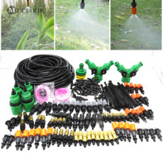 MUCIAKIE 50M 30M Drip Irrigation Garden Watering Mist Kits with 4 Types of Misting Adjustable Nozzle Spray Barb Tee Connectors